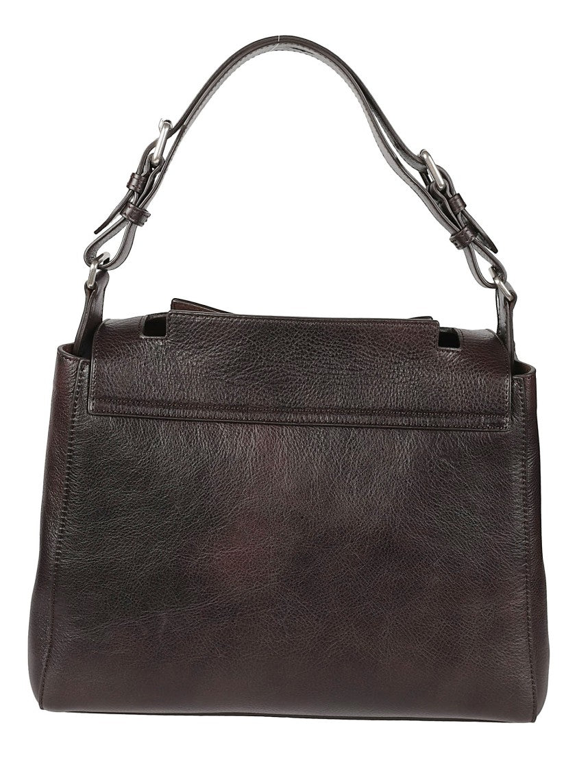 Orciani Sveva Medium Structured Brown Calfskin Handbag