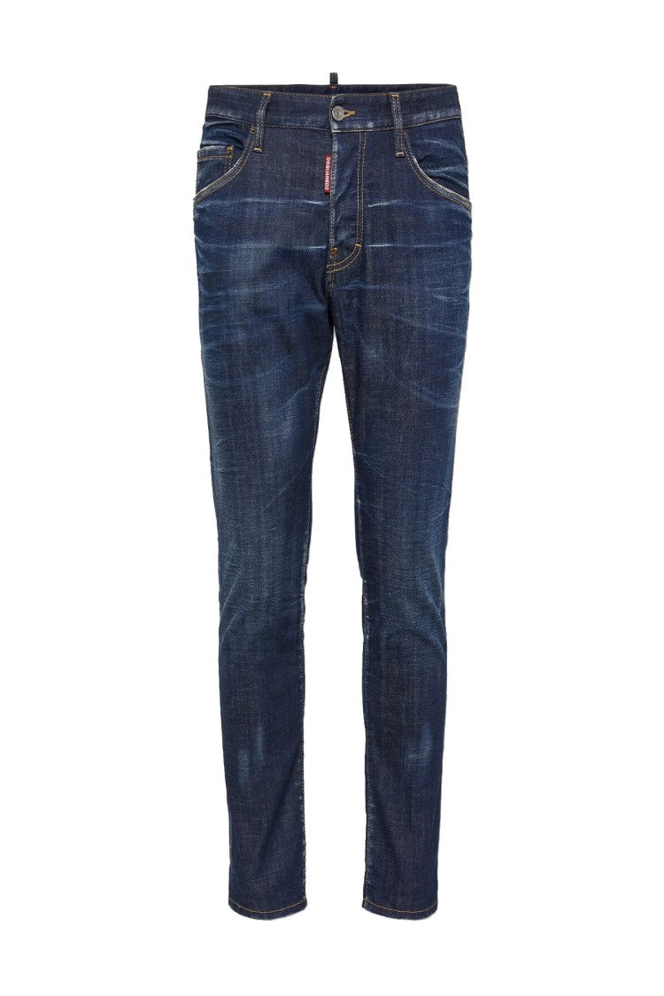 Dsquared2 Blue Slim Tapered Dark Wash Cotton-Blend Jeans