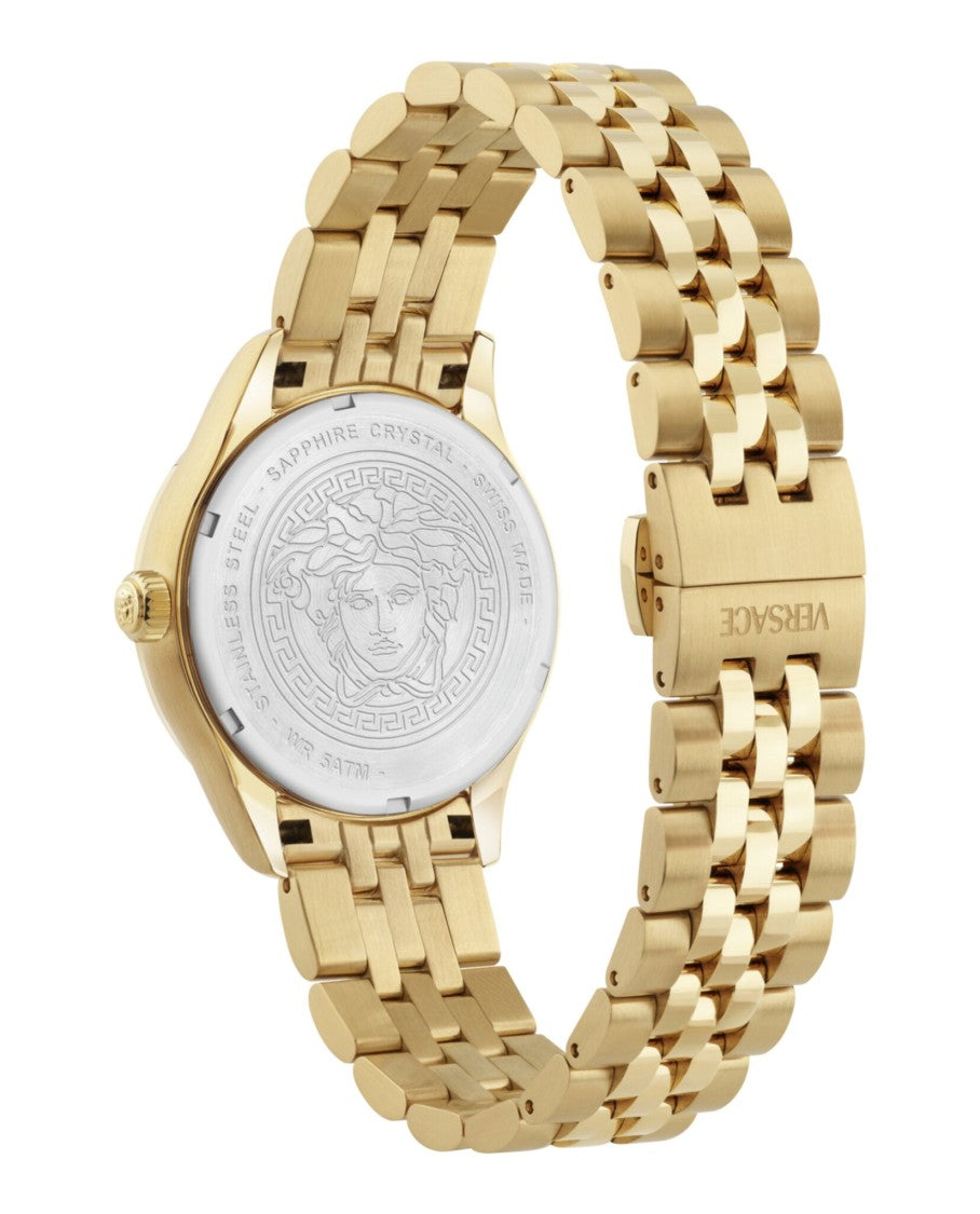 Versace Hellenyium Bracelet Watch With Red Sunray Dial
