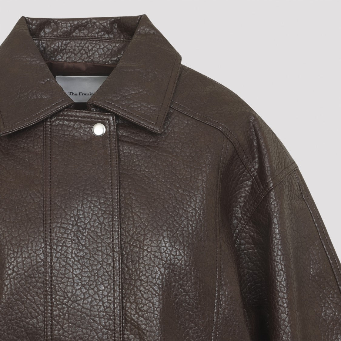 The Frankie Shop Brown Prescott Grained Faux Leather Jacket