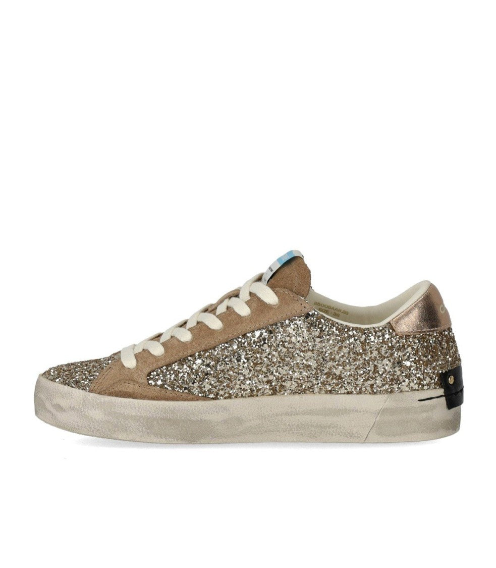 Crime London Distressed Glitter Gold Sneaker