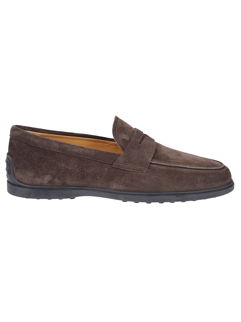 Tod's Dark Brown Suede Moccasin With Rubber Sole