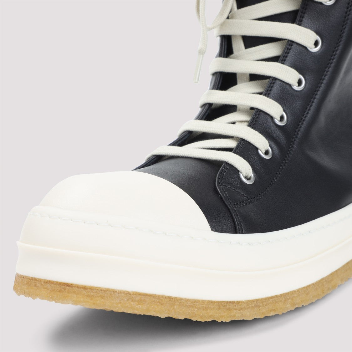 Rick Owens Black Leather Creep Sneakers