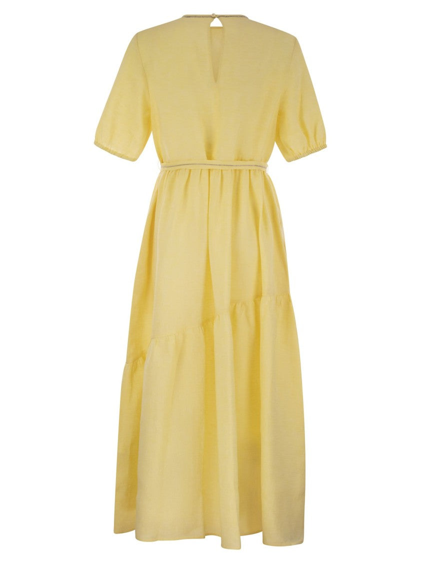 Peserico Long Dress In Pure Linen