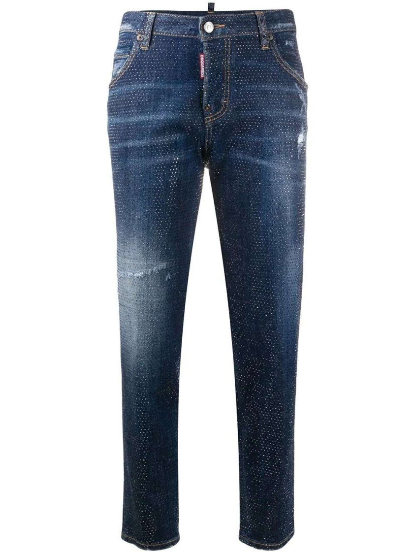Dsquared2 Studded Cropped Skinny-Fit Jeans