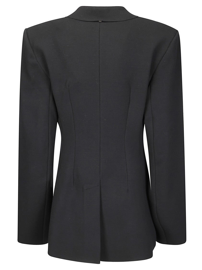 Sportmax Structured Viscose Jacket With Padded Shoulders And Cinched Waist