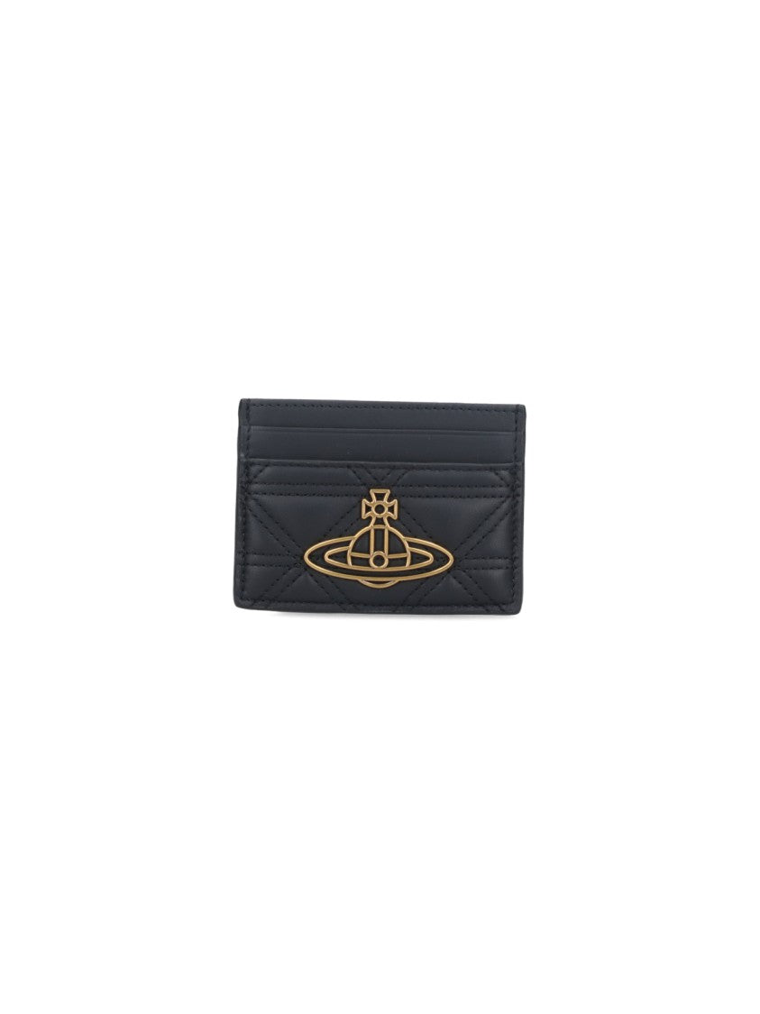 Vivienne Westwood Quilted 'Orb' Card Holder – Black