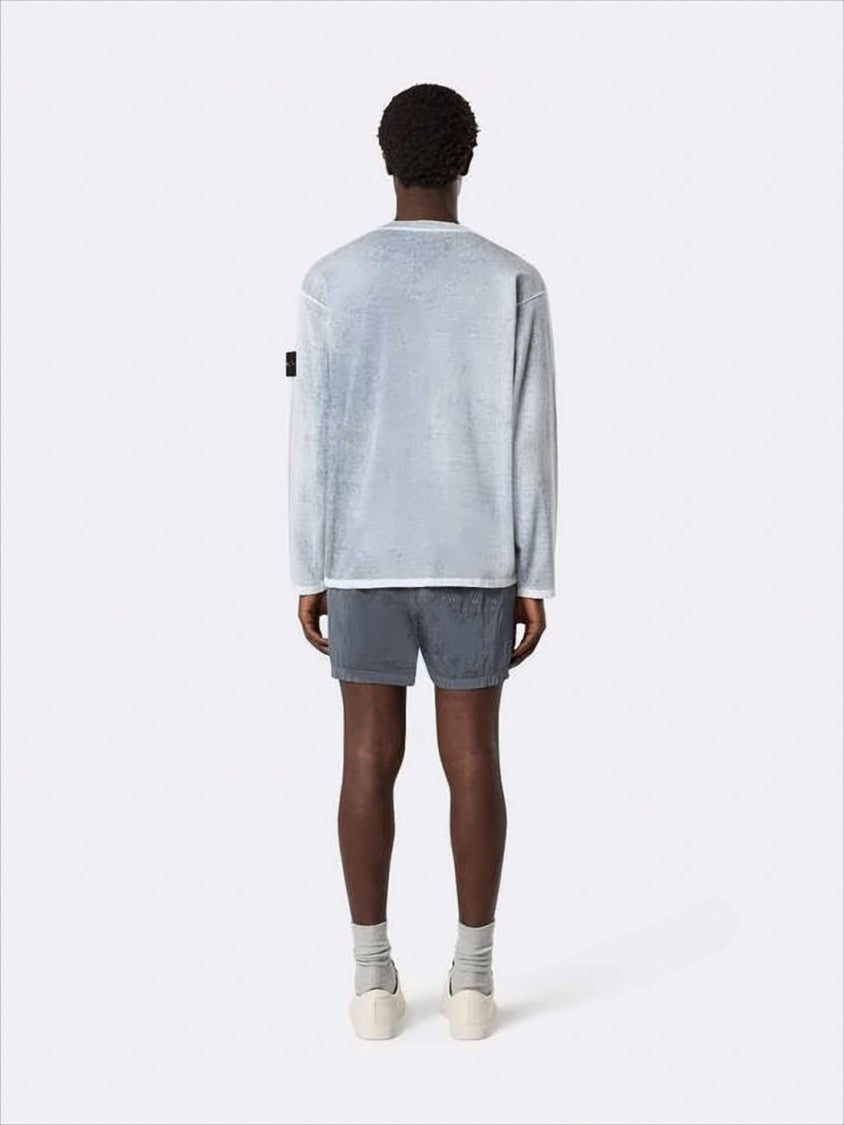 Stone Island Muted Grey Crinkled Texture Shorts