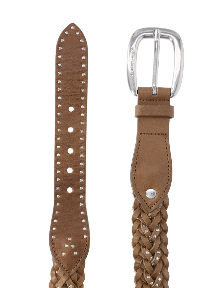 Golden Goose Green Houston Braided Calfskin Leather Belt