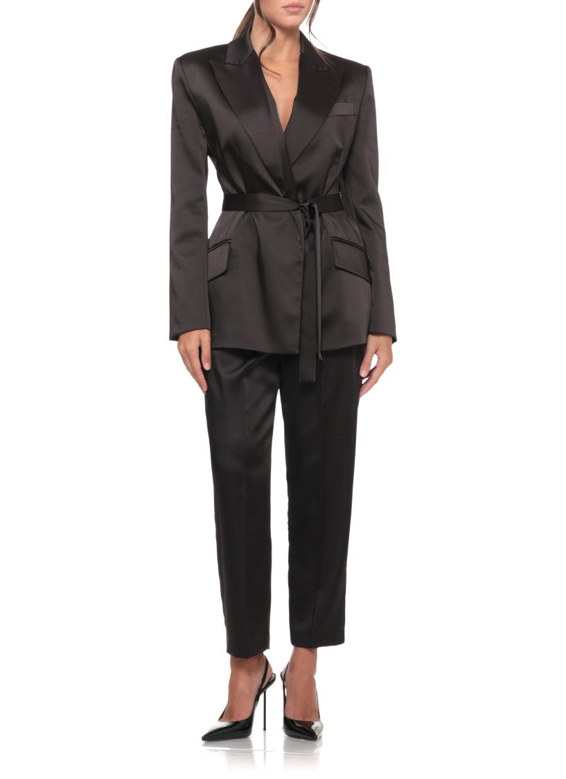 Elisabetta Franchi High-Waisted Black Silk Trousers With Tailored Silhouette