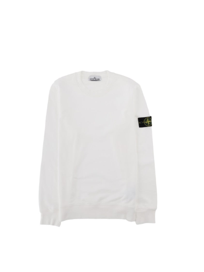Stone Island Crewneck Upper Sleeve Patch Logo Cotton Sweatshirt