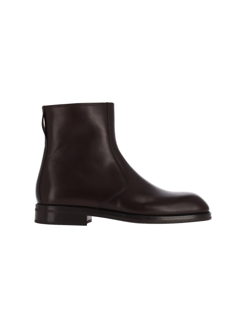 Lemaire Brown Zip Calfskin Leather Boots