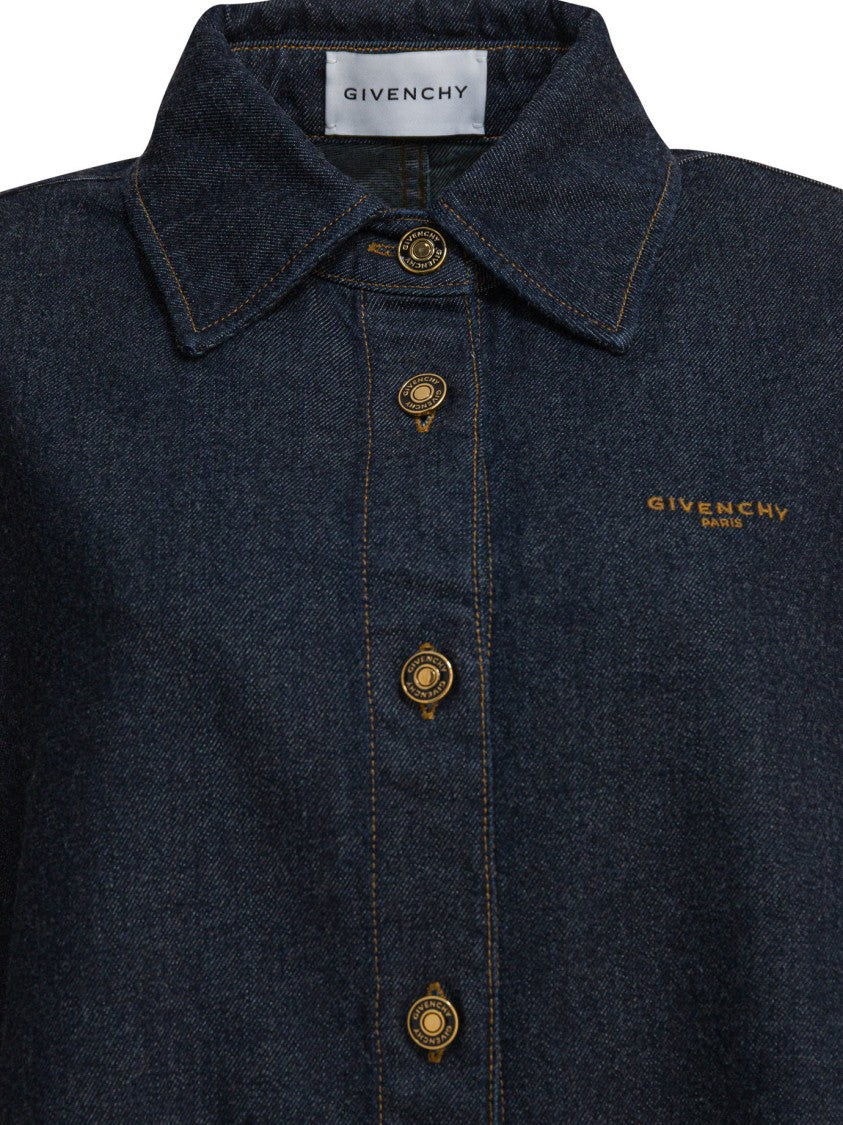 Givenchy Cocoon Denim Overshirt With Contrast Embroidery