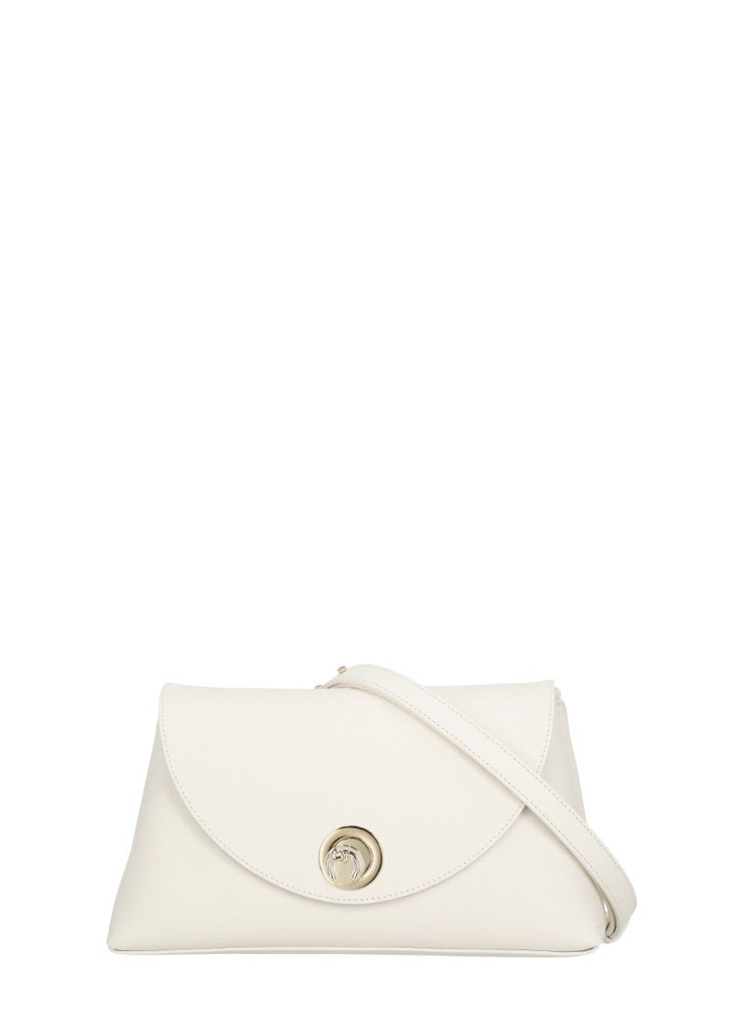 Coccinelle Ivory Pebbled Leather Shoulder Bag With Gold-Tone Clasp