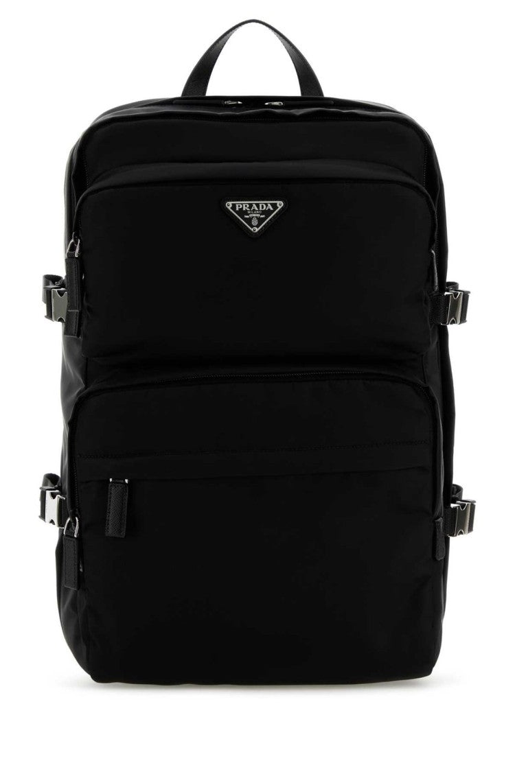 Prada Structured Black Backpack With Triangular Logo