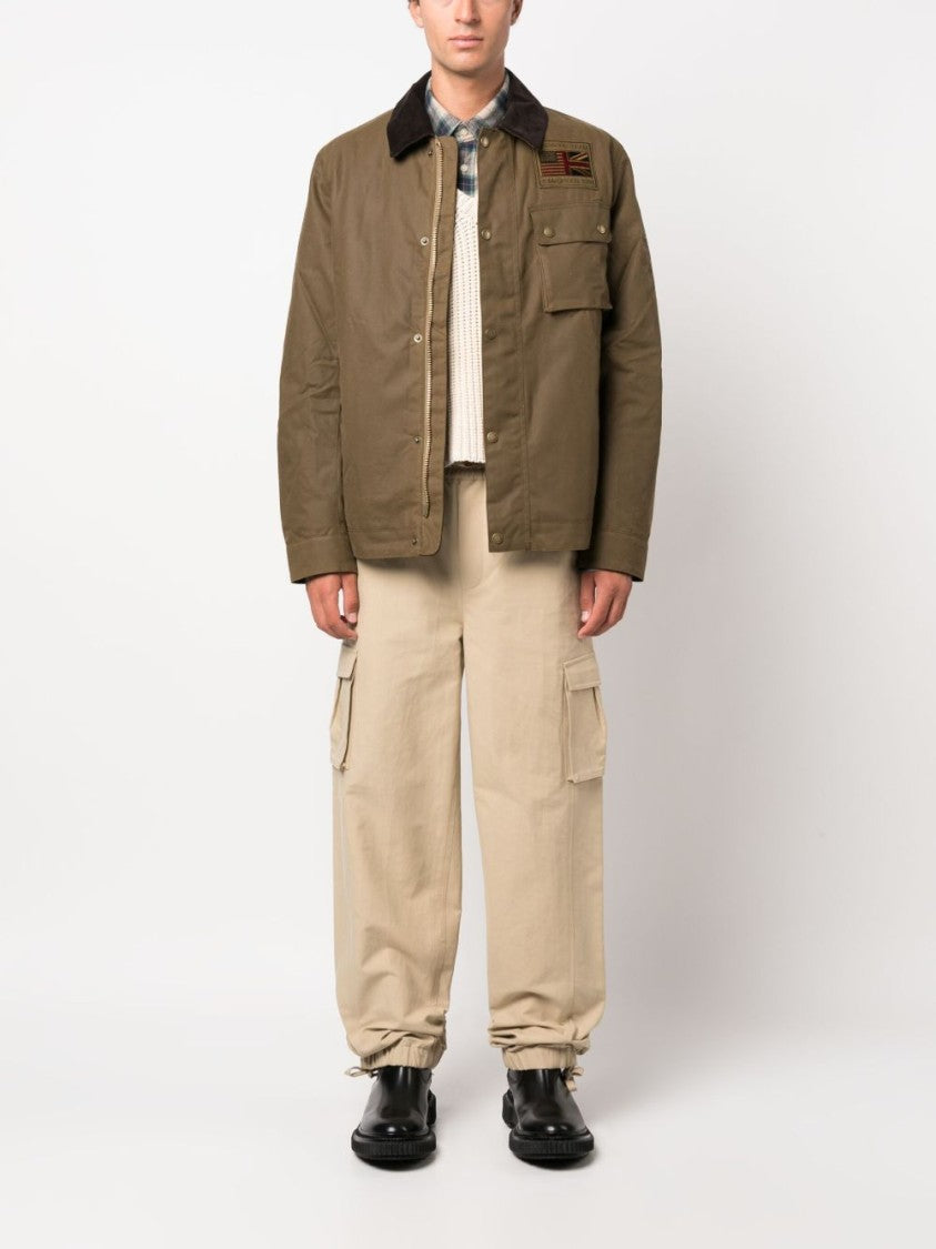 Barbour Light Brown International Workers Corduroy Collar Waxed Jacket