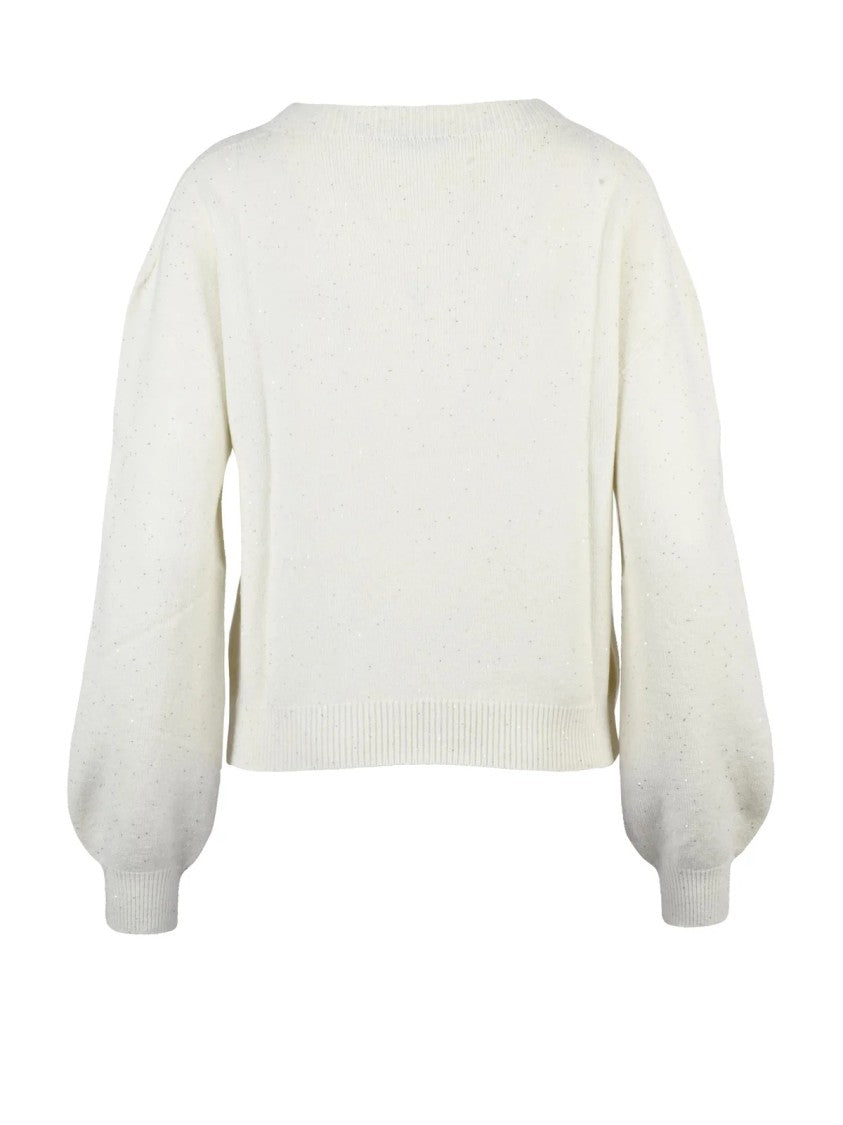 Hinnominate Sequin Detail Crew Neck Sweater With Balloon Sleeves