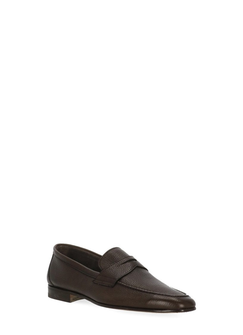 Berwick 1707 Brown Pebbled Leather Mask Loafers