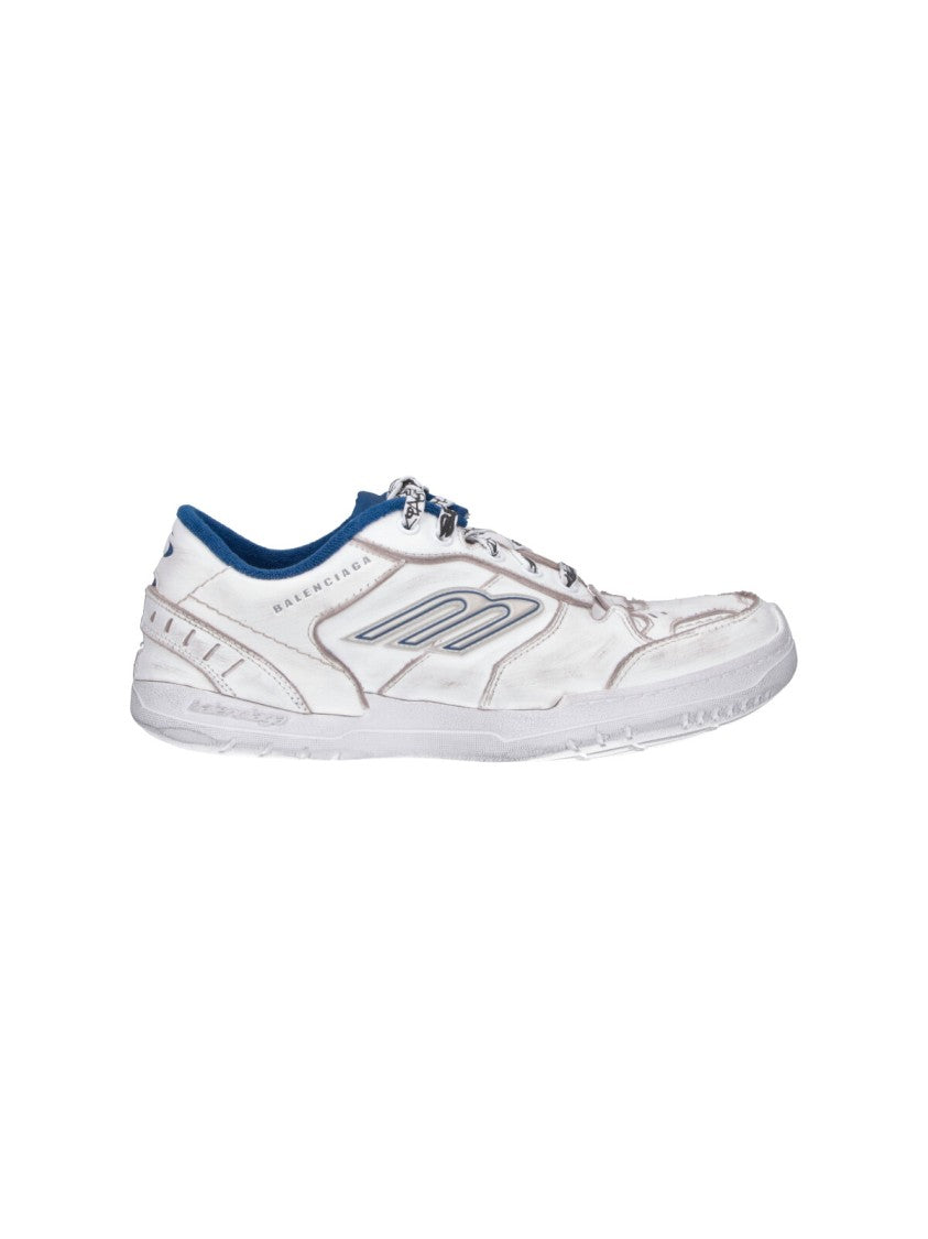 Balenciaga White Hamptons Calfskin Leather Low-Top Sneakers