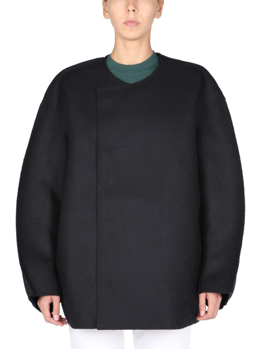 Sunnei Asymmetrical Front Closure Black Coat