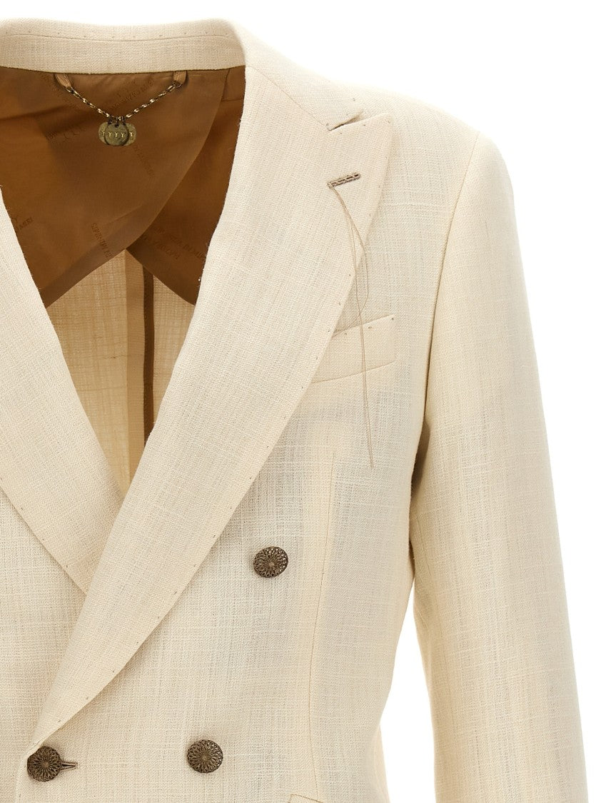 Maurizio Miri Silk Blend Double-Breasted Blazer With Button Closure