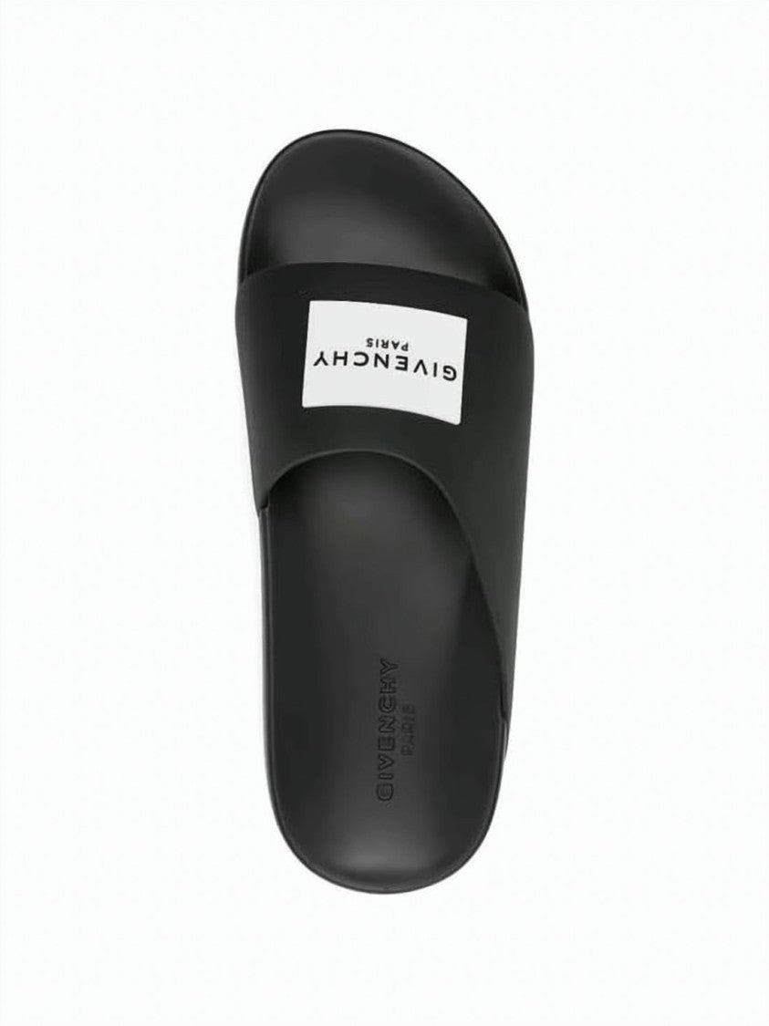 Givenchy Black Matte-Finish Logo Patch Slide Sandals