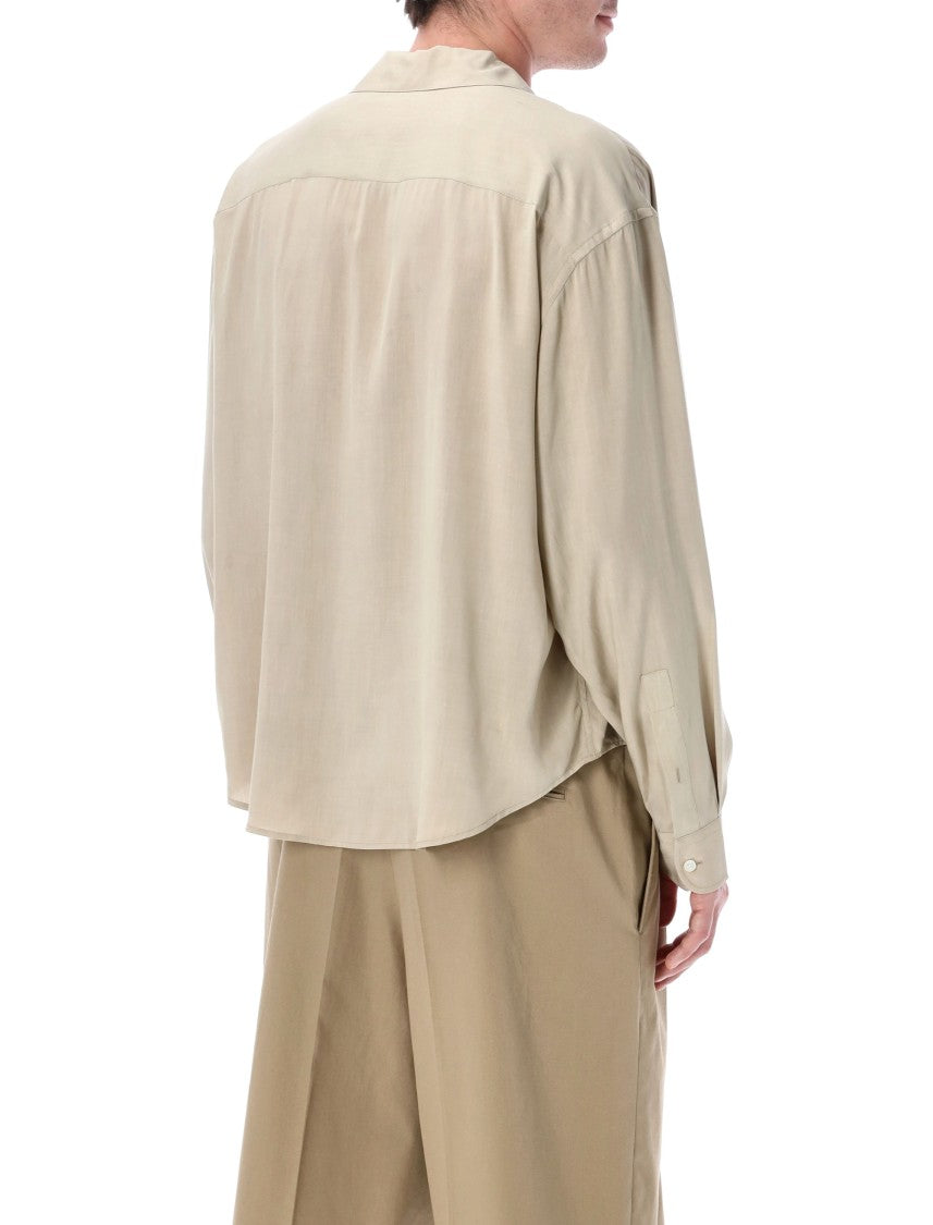 Ami Paris Relaxed Fit Viscose Shirt With Classic Collar