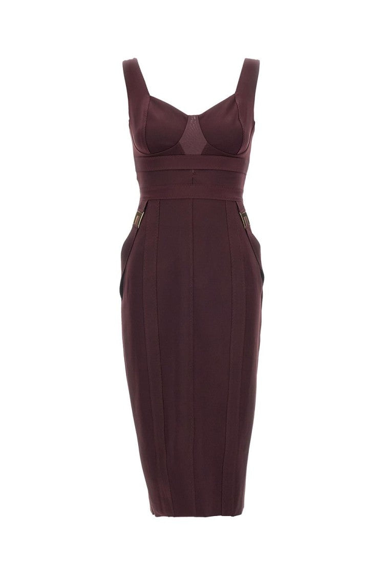 Elisabetta Franchi Fitted Midi Dress With Sweetheart Neckline