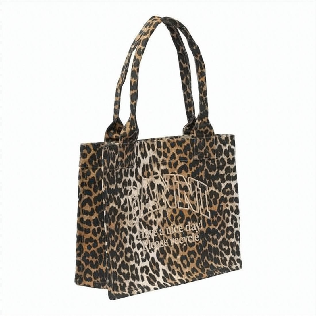 Ganni Bold Leopard Print Shoulder Bag With Eco-Friendly Fabric