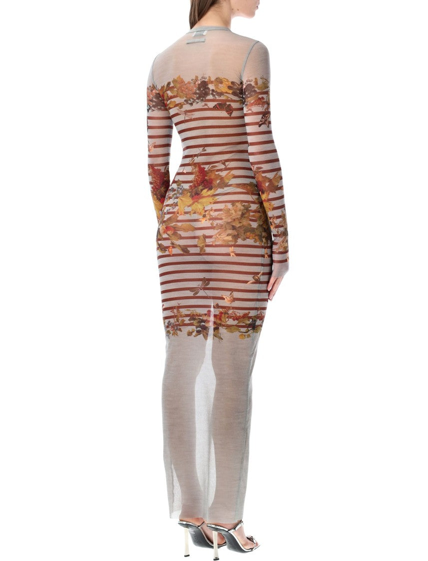 Jean Paul Gaultier Mesh Grape Mariniere Maxi Dress