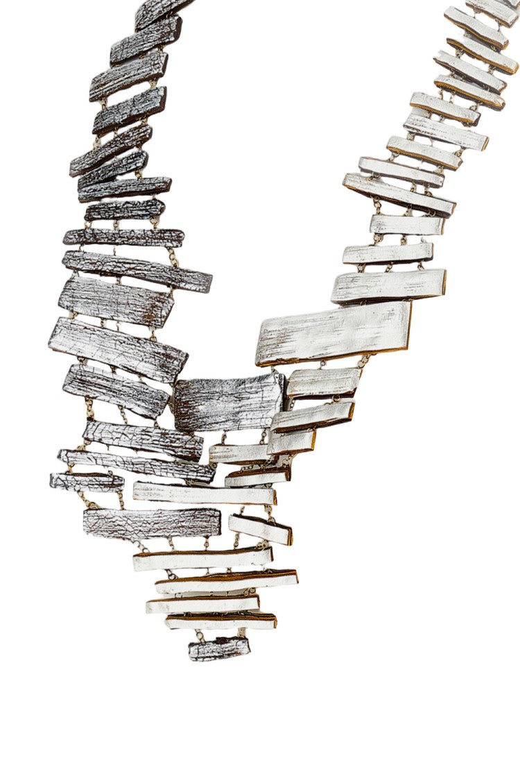 Gfw Sculptural Hand-Dyed Wooden Necklace With Classic Clasp