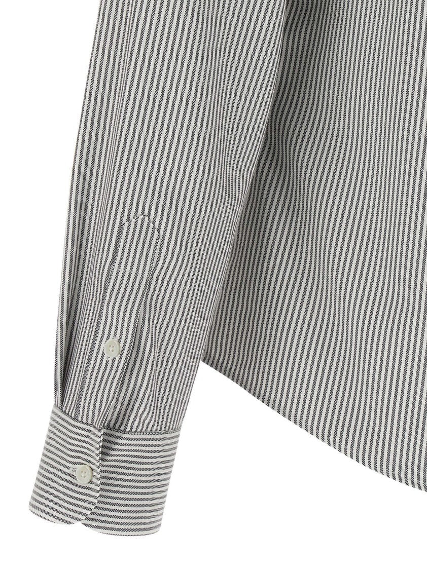 Ami Button-Down Striped Oxford Shirt With Embroidered Logo
