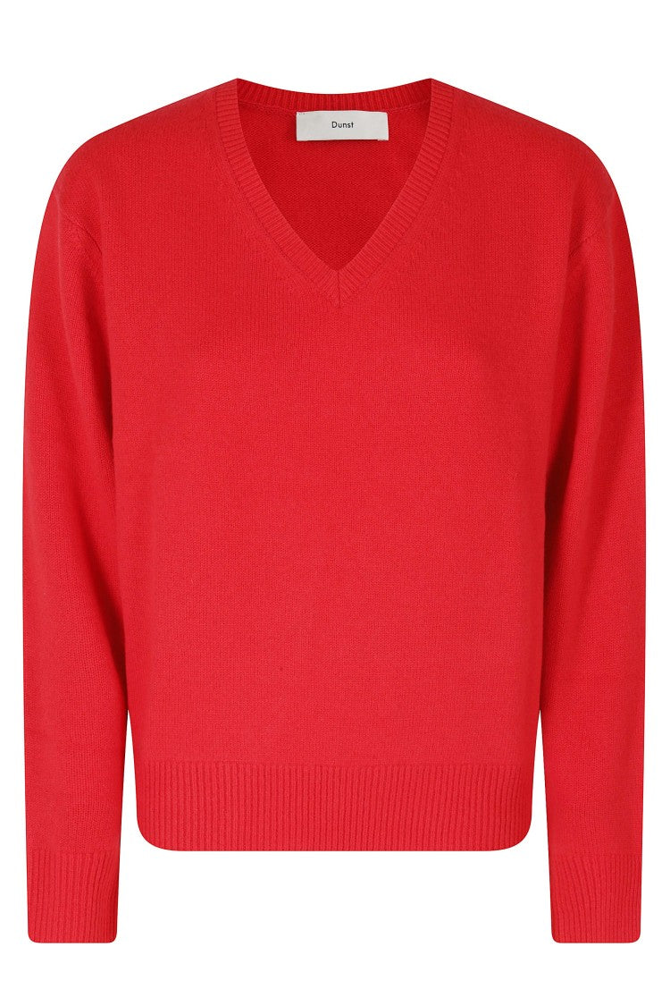 Dunst Red V-Neck Wool-Cashmere Sweater