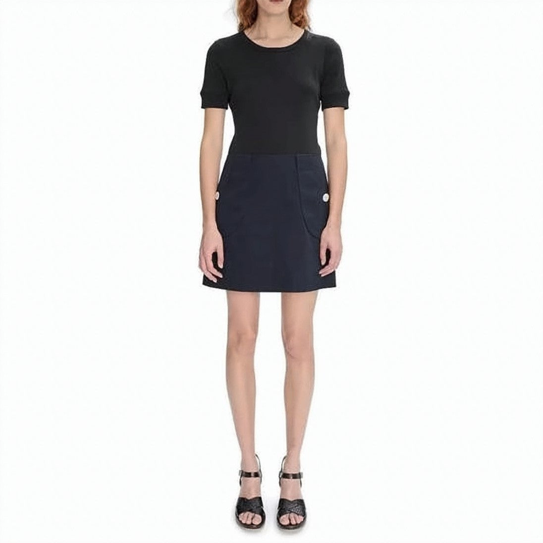 A.P.C. Structured Cotton Mini Skirt With Front Patch Pockets