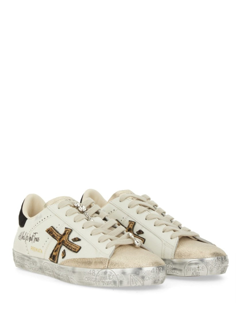 Premiata Low-Top Sneakers With Calf Leather And Vintage Detailing