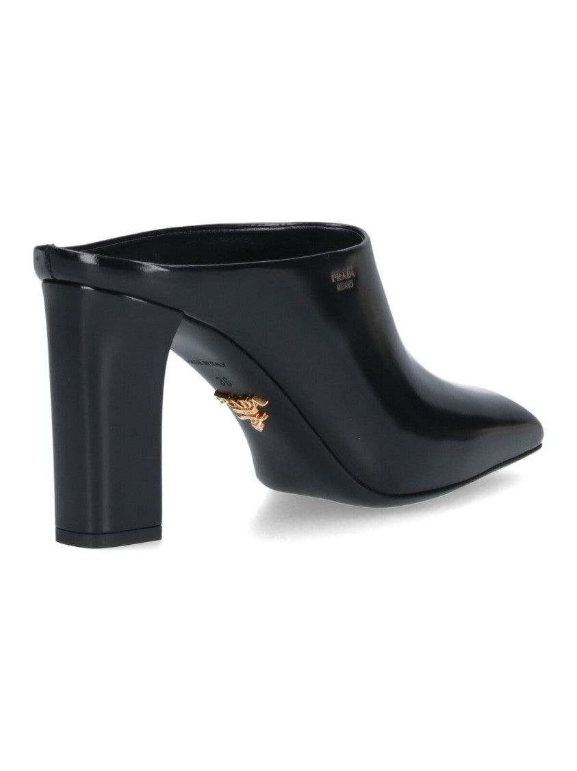 Prada Logo Sabot – Black