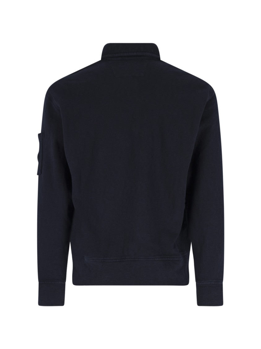 C.P. Company Blue Half-Zip Lens Detail Cotton Sweatshirt