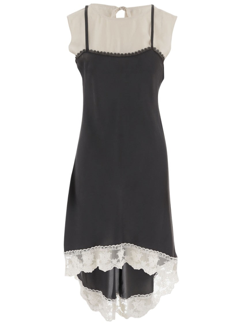 The Garment Silk Mini Dress With Lace Inserts And Back Tie Closure