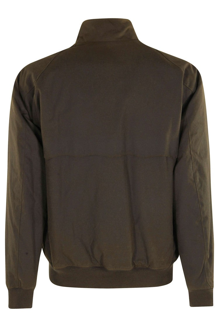 Baracuta Dark Green Cotton Bomber Jacket With Fleece Lining And Flap Pockets