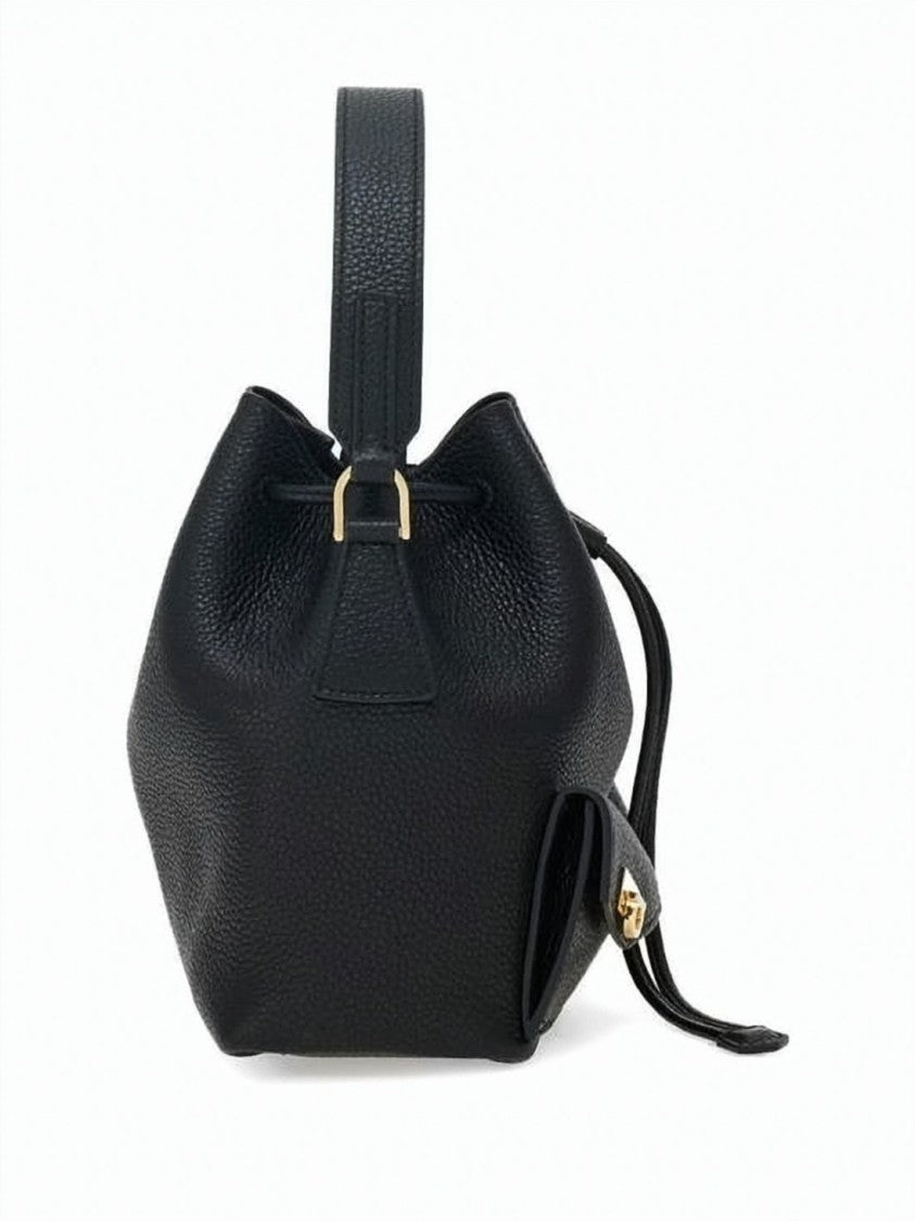 Salvatore Ferragamo Multi-Pocket Pebbled Leather Bucket Bag