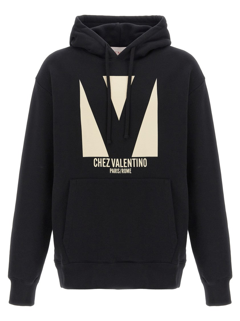 Valentino Garavani Brushed Cotton Black Hoodie