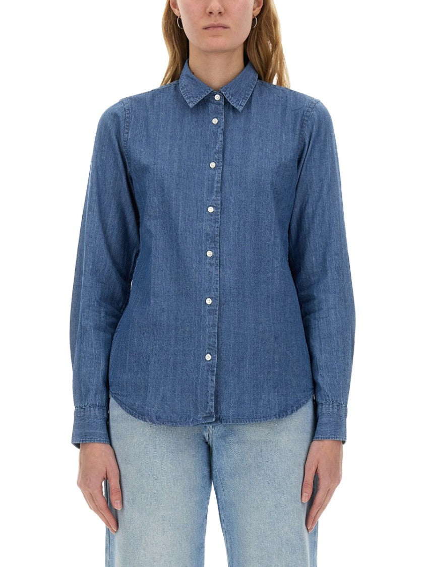 Aspesi Regular Fit Denim Shirt With Classic Collar