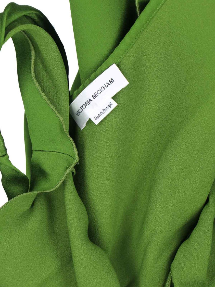 Victoria Beckham Asymmetrical Green Dress With V-Neckline