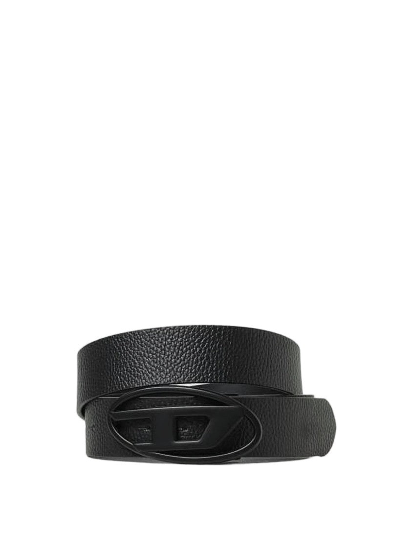 Diesel Textured Calf Leather Belt With Distinctive Oval Buckle