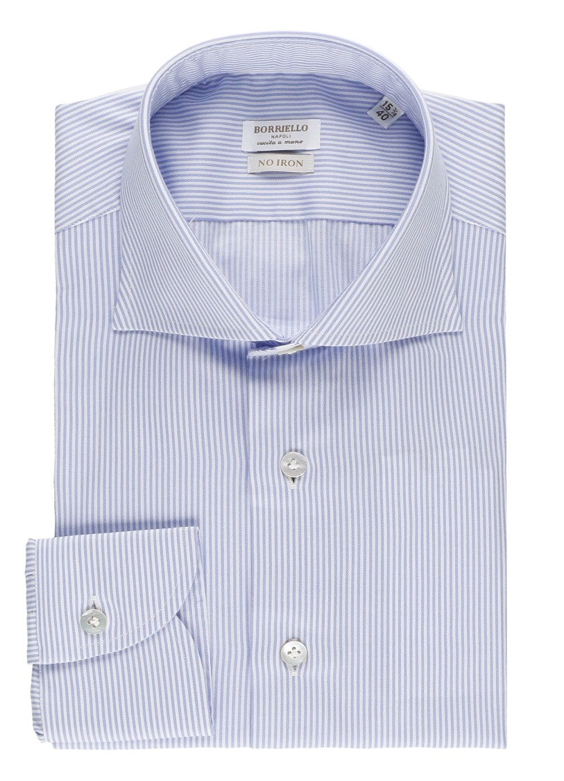 Borriello Blue Striped Cotton Casual Shirt