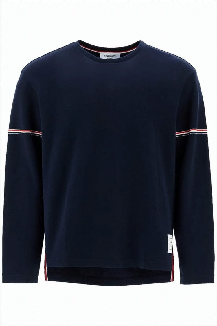 Thom Browne Boxy Fit Long-Sleeve Cotton T-Shirt With Stripe Detail