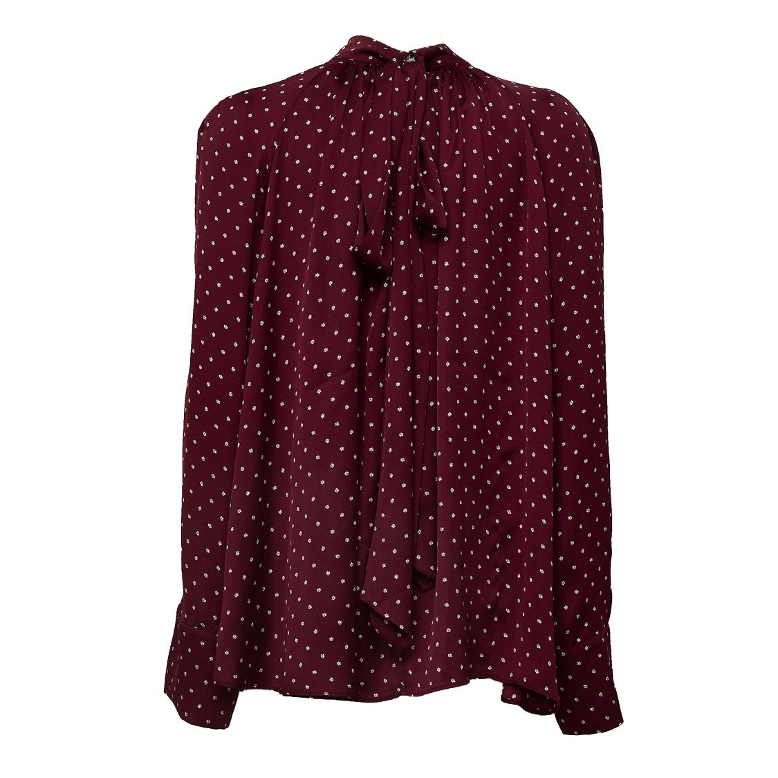 Rotate Burgundy Polka Dot Satin Bow Shirt