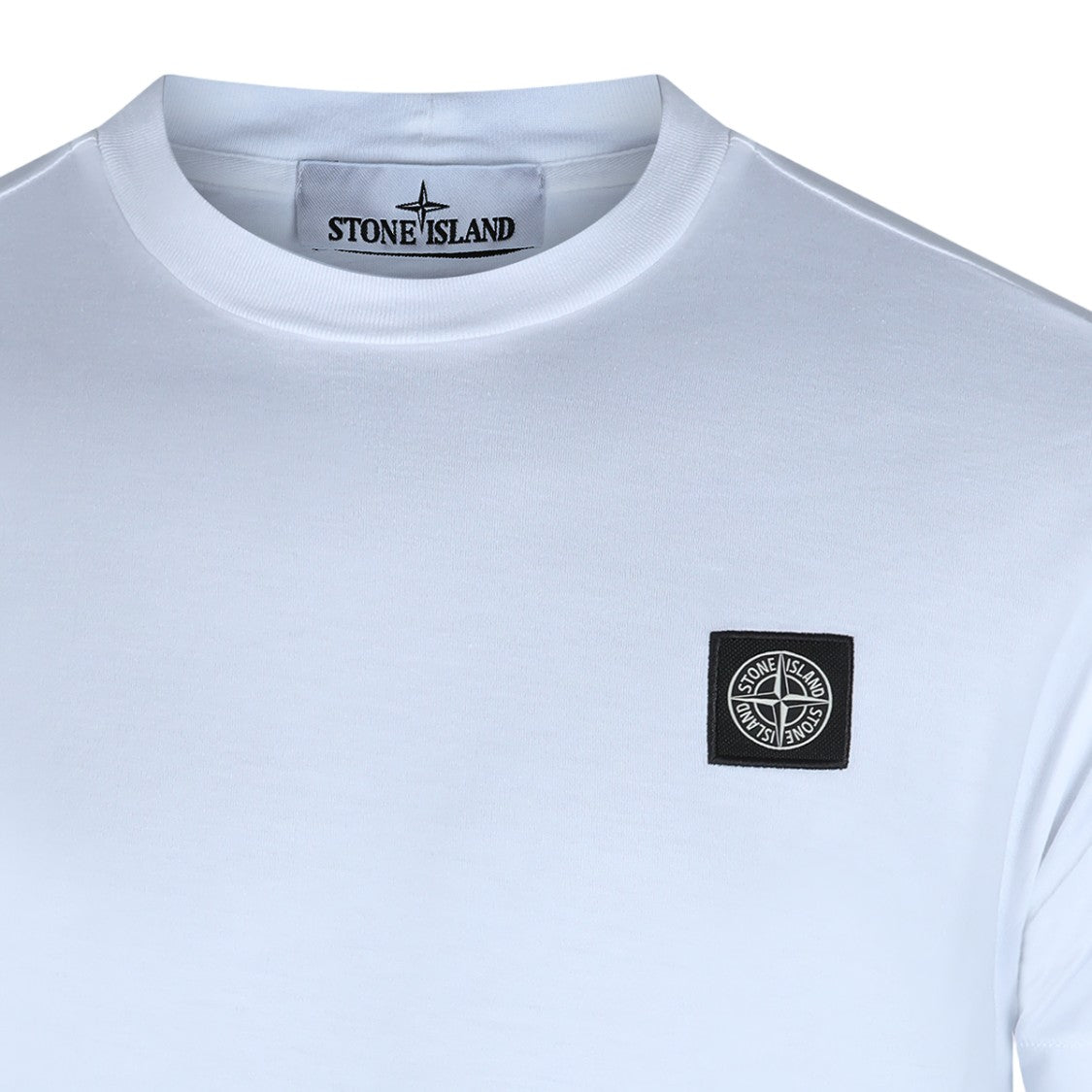 Stone Island Short-Sleeve White T-Shirt With Emblem Detail