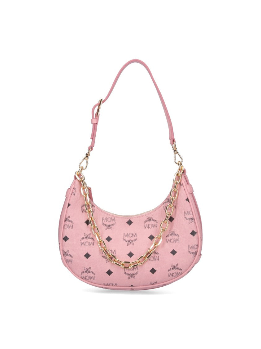 Mcm "Aren Crescent" Hobo Bag, In Pink "Visetos"