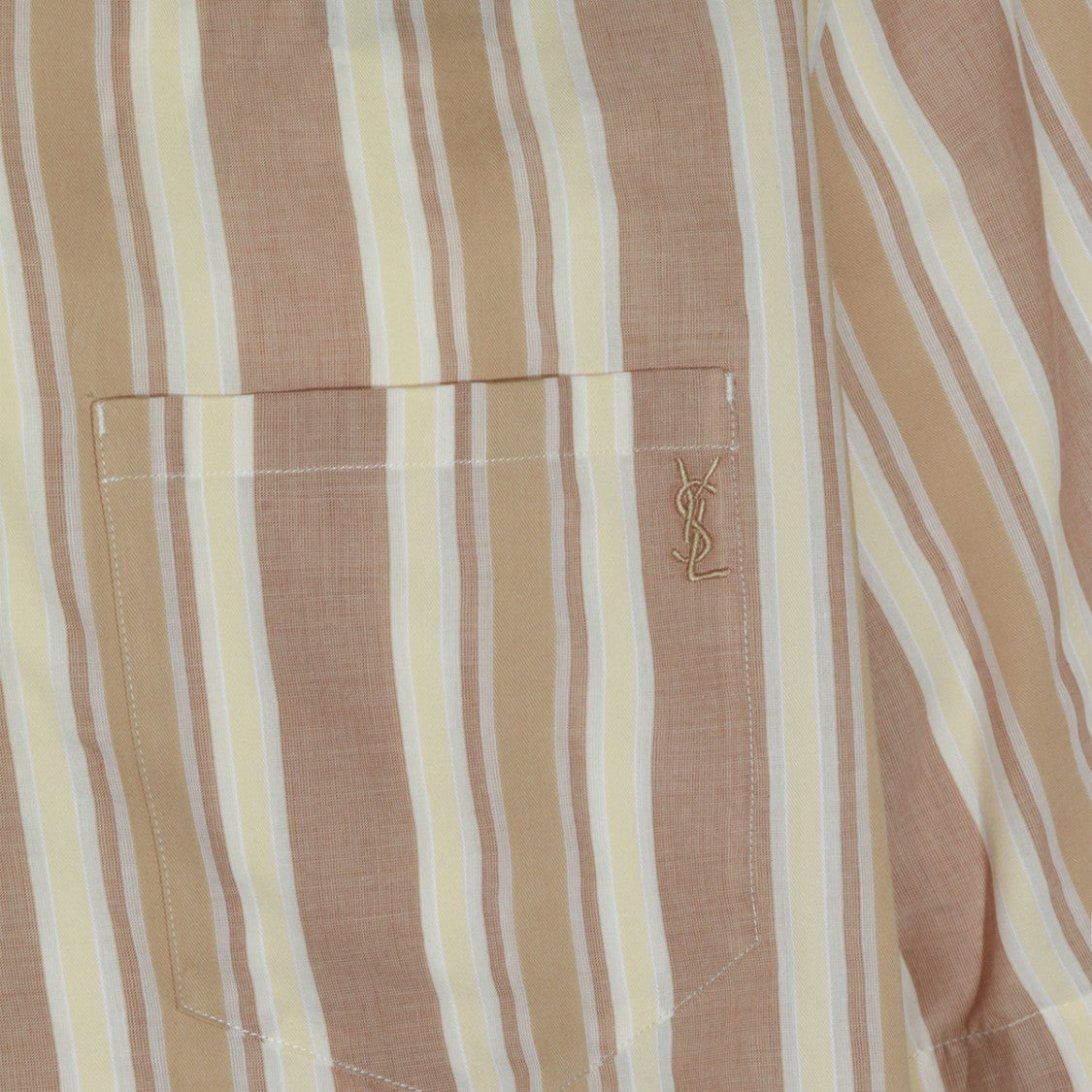 Saint Laurent Vertical Striped Short-Sleeve Shirt With Classic Collar